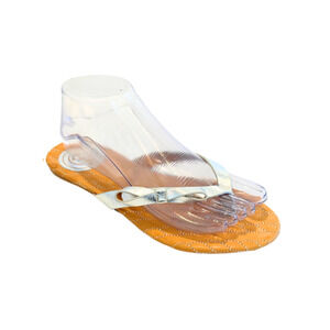 Cape Cod Shoe Supply Co Thongs Flip Flops Leather Metallic Silver Women’s Size 8